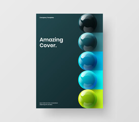 Modern corporate cover A4 design vector layout. Vivid realistic spheres flyer illustration.
