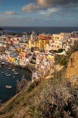 Fototapeta premium beautiful italian island procida famous for its colorful marina, tiny narrow streets and many beaches