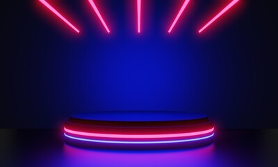 3d illustration rendering,gaming gamer background abstract wallpaper,cyberpunk style metaverse scifi game, neon glow of stage scene pedestal room