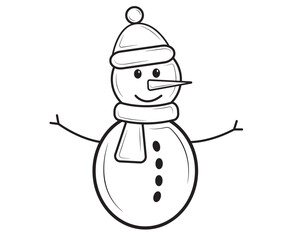 Cartoon snowman in isolate on a white background. Vector illustration.
