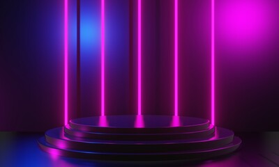 3d illustration rendering,gaming gamer background abstract wallpaper,cyberpunk style metaverse scifi game, neon glow of stage scene pedestal room