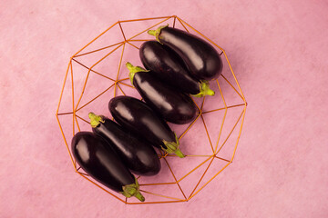 Eggplants in an iron bowl