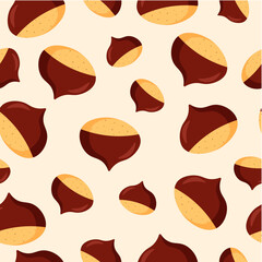 Seamless vector pattern with chestnuts or nuts.  Autumn decorative element. Design for web page backgrounds, fabric, wallpaper, textile and decor.