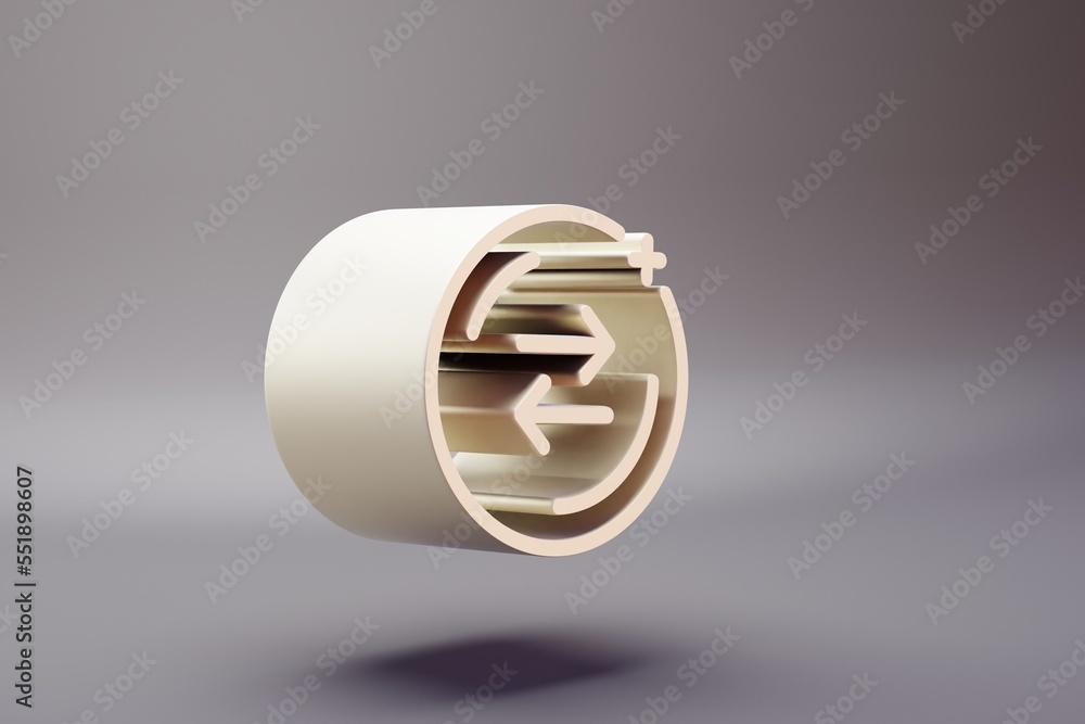 Poster beautiful illustration blue coin arrow exchange symbol icons on a bright pink background. 3d renderi