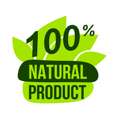 Natural Product Vector Icon. 100 percent Natural Product symbol isolated on white background. Healthy Food Emblem. Organic food Badge. vector eps10