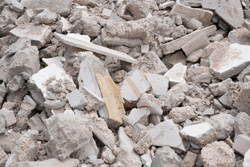 Shattered, Broken Clay concrete Bricks, Construction Waste. Renovation in israel