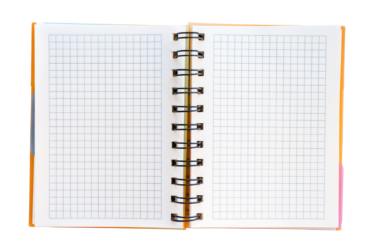 Open blank checked notebook spread. Png isolated with transparency - Powered by Adobe