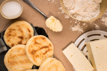 Salty "Arepa" Clombian traditional food made with cheese and flour