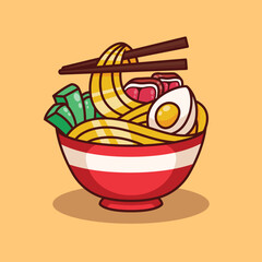cute ramen noodle illustration in flat design