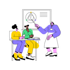 Careless students isolated cartoon vector illustrations. Beautiful girls using smartphone and not listening a teacher, get distracted from educational process, student lifestyle vector cartoon.