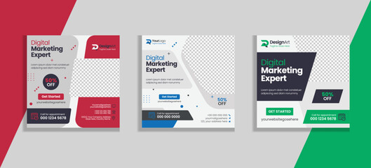 Digital business marketing banner for social media post template