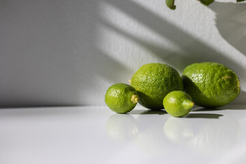 lime lies on a wooden table.