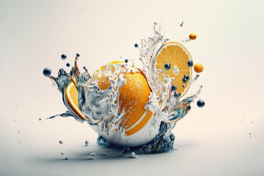 Fruit juice and milk mix fictitious generative AI artwork that doesn't exist in real life.
