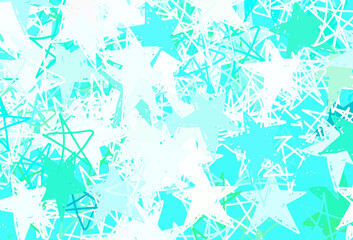 Light Green vector backdrop with small and big stars.