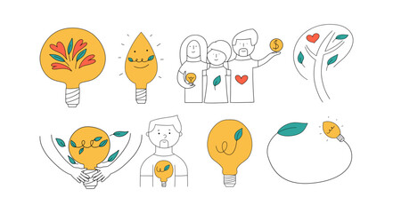 ESG concept icons set. Environmental, social and corporate governance. Environmental sustainability. Vector illustration