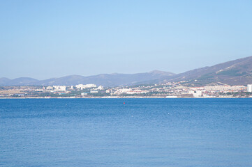 blue sea and mountain landscape