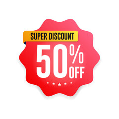 Super Discount 50% Off Shopping Vector Label 