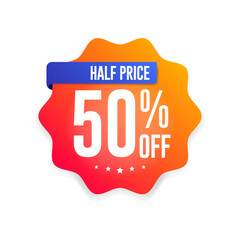 Half Price 50% Off Shopping Vector Label 