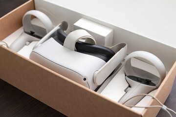 virtual reality glasses in an open box