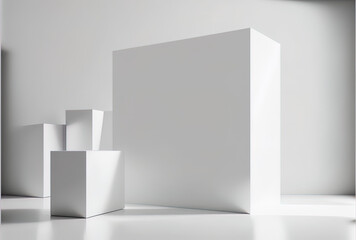 Using an abstract smooth light white studio room background as a banner template for a product showcase. Generative AI