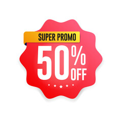 Super Promo 50% Off Shopping Vector Label 