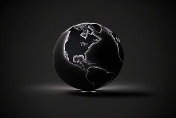 minimal globe shine in the background is dark. Generative AI