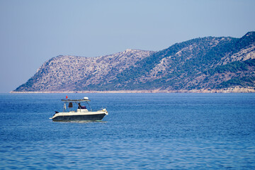 Obraz premium Tisan Dana island, fisher boat and mediterranean sea