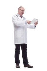 modern mature doctor with a digital tablet.