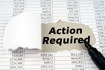 In the middle of the document with financial statements, there is a hole with the inscription - Action Required