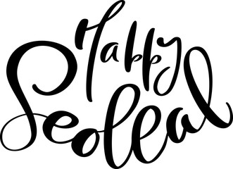 Happy Seollal handwritten vector calligraphy text. Korean lunar new year. Modern brush ink lettering. Holiday design, typography celebration poster, calligraphy illustration