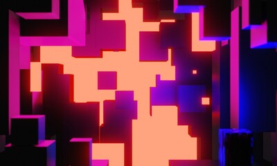 3d illustration rendering,gaming gamer background abstract wallpaper,cyberpunk style metaverse scifi game, neon glow of stage scene pedestal room