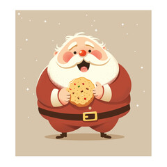 Santa Claus eats a big cookie