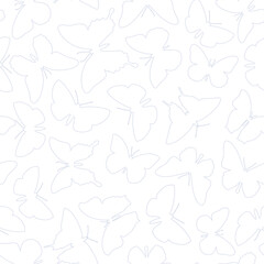 Black and white pattern of butterflies in a linear style for print and decoration.Vector illustration.