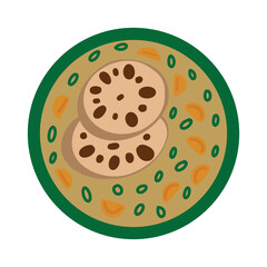 Obraz premium Lotus Root And Peanut Soup - traditional Chinese dish. Simple hand drawn doodle. Vector illustration isolated on white background
