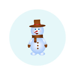 snowman in brown hat .vector illustration winter