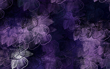 Dark Purple vector natural backdrop with flowers.