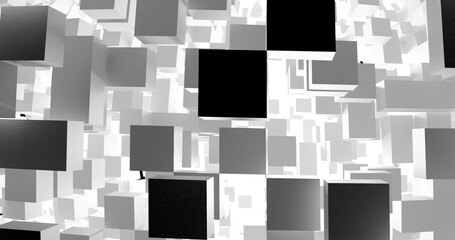 abstract background made of black and white cubes in blender 3d