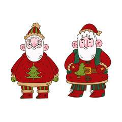 Doodle style cute Santa Claus character