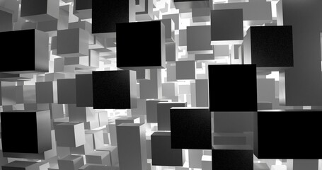 abstract background made of black and white cubes in blender 3d