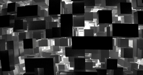 abstract background made of black and white cubes in blender 3d