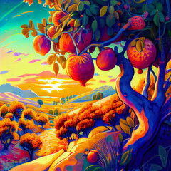 Obraz na płótnie Canvas Fruit growing in a flowing field