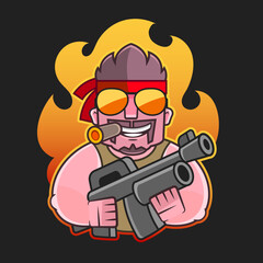 shooter esport game mascot logo design template gamer identification logo solder