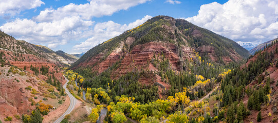 Red Rocks in Autumn - Colorado State Highway 145 on the way to Telluride Colorado