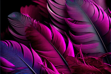 Colorful vintage feather organic background, viva magenta lines color, illustration
