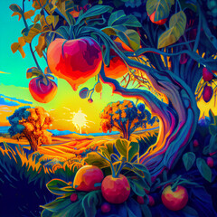 Obraz na płótnie Canvas Fruits growing in an orchard