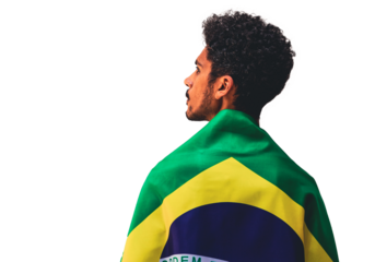 Dramatic Portrait of a Black Soccer Player Holding Flag.