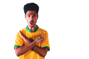 Dramatic Portrait of a Black Soccer Player Holding Flag.