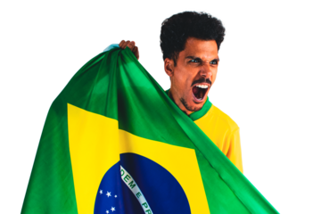 Dramatic Portrait of a Black Soccer Player Holding Flag.