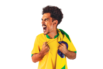 Dramatic Portrait of a Black Soccer Player Holding Flag.