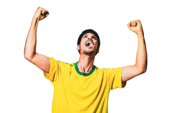 Dramatic Portrait of a Black Soccer Player Holding Flag.
